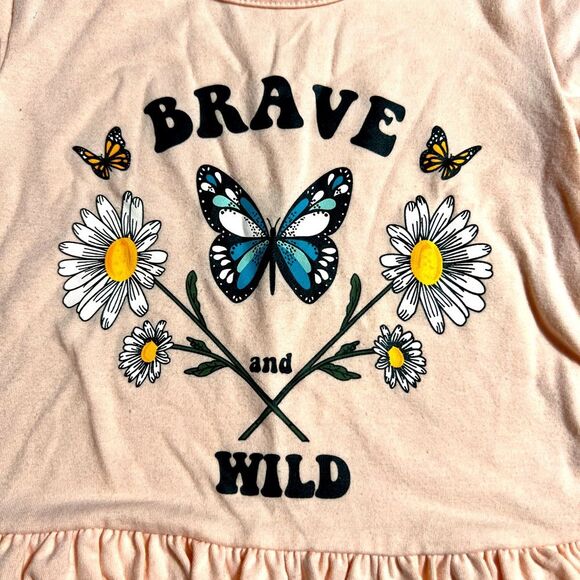 Toddler Girls "Brave and Wild" Babydoll Graphic Tee 0514K - Picture 4 of 6